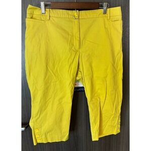 Talbots Capri Perfect Skimmer Pants Women's 16 Yellow Cotton Stretch Zip Fly
